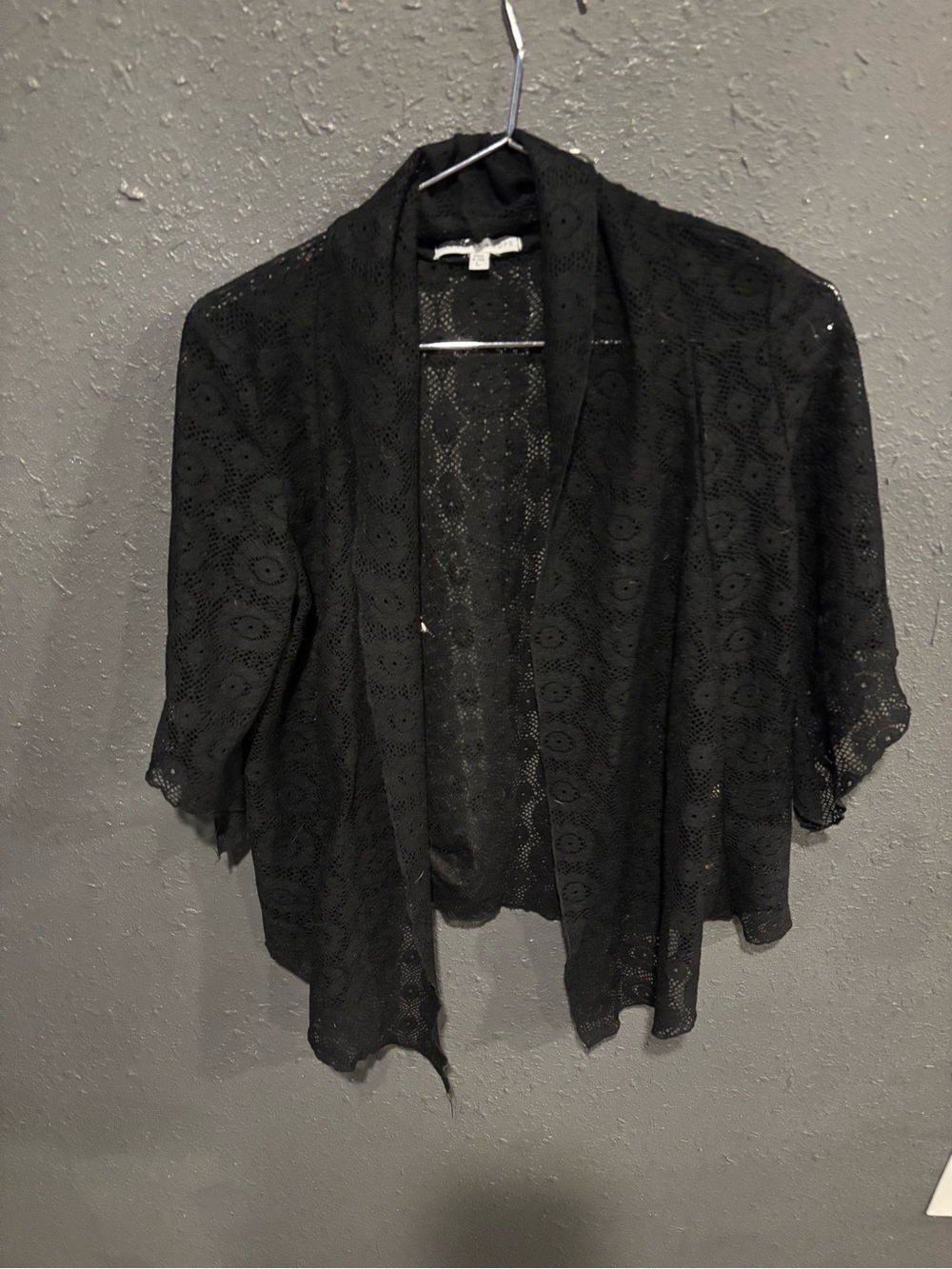 Annalee & Hope Black Sheer Lace Open-Front cardigan